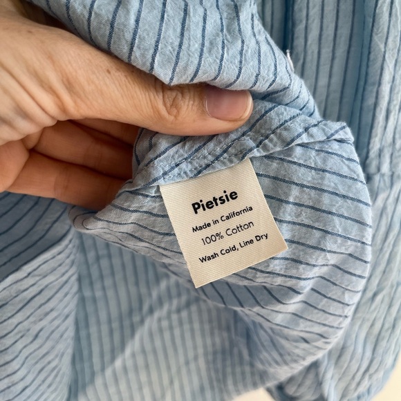 PIETSIE Blue Striped Linen Top Size Small - Picture 4 of 6